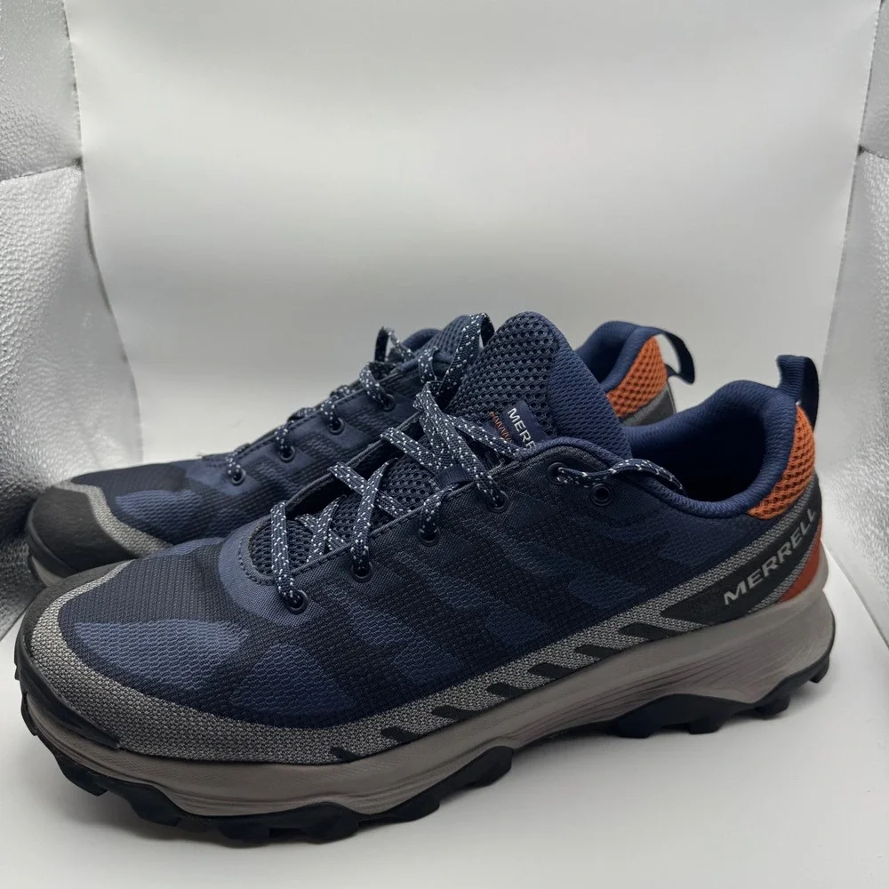 Merrell Nova 3 Mens Hiking Trail Running Shoes Navy Blue Orange J067575 Size 12